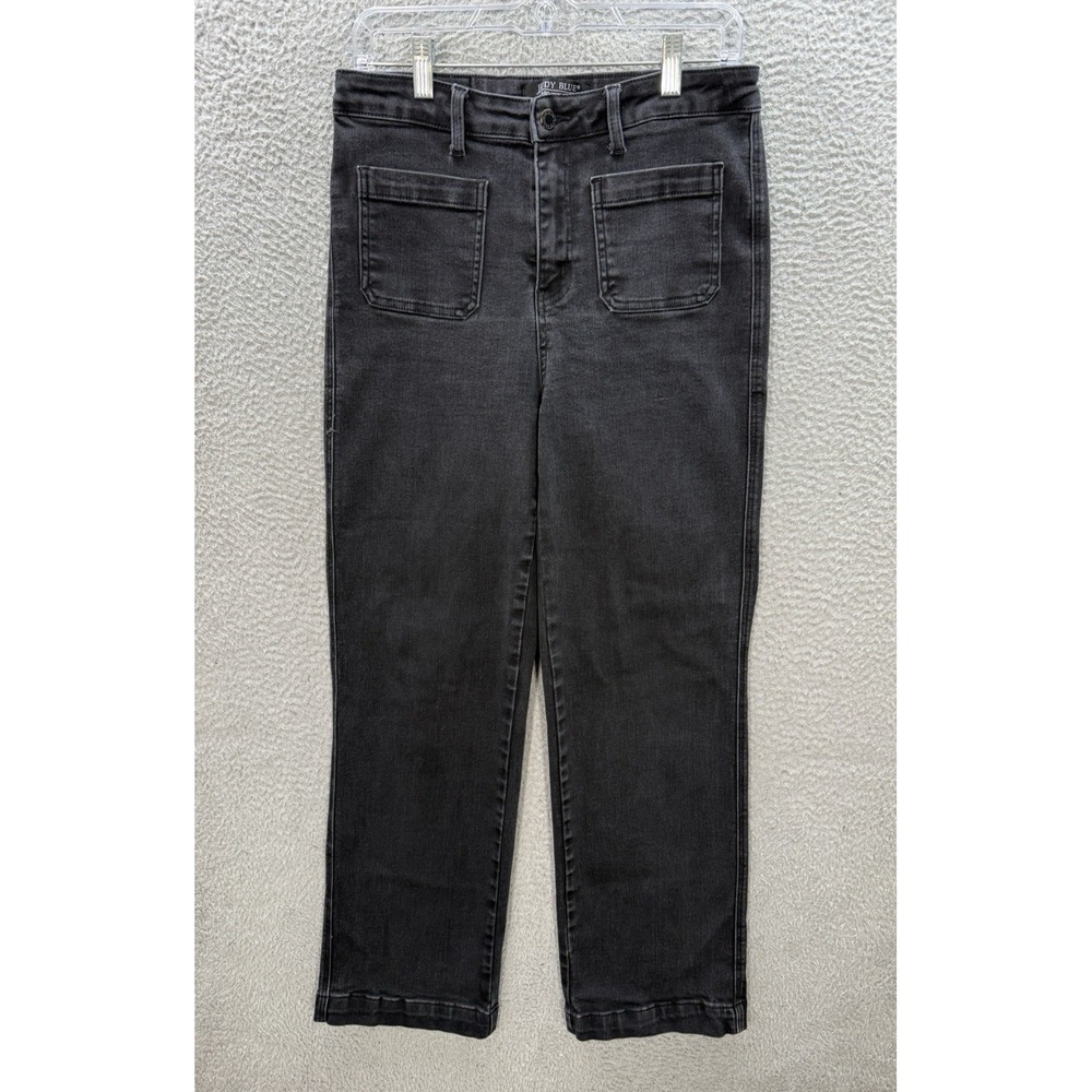 Judy Blue Jeans Womens 11/30 Black Denim High Waist Patch Pocket Straight Fit